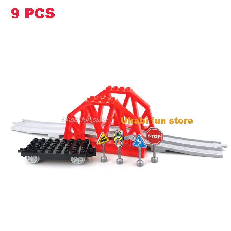 Rail Transport Big Size Building Blocks Creative Track Accessories Assemble Toys For Children Bricks Compatible City Train Set
