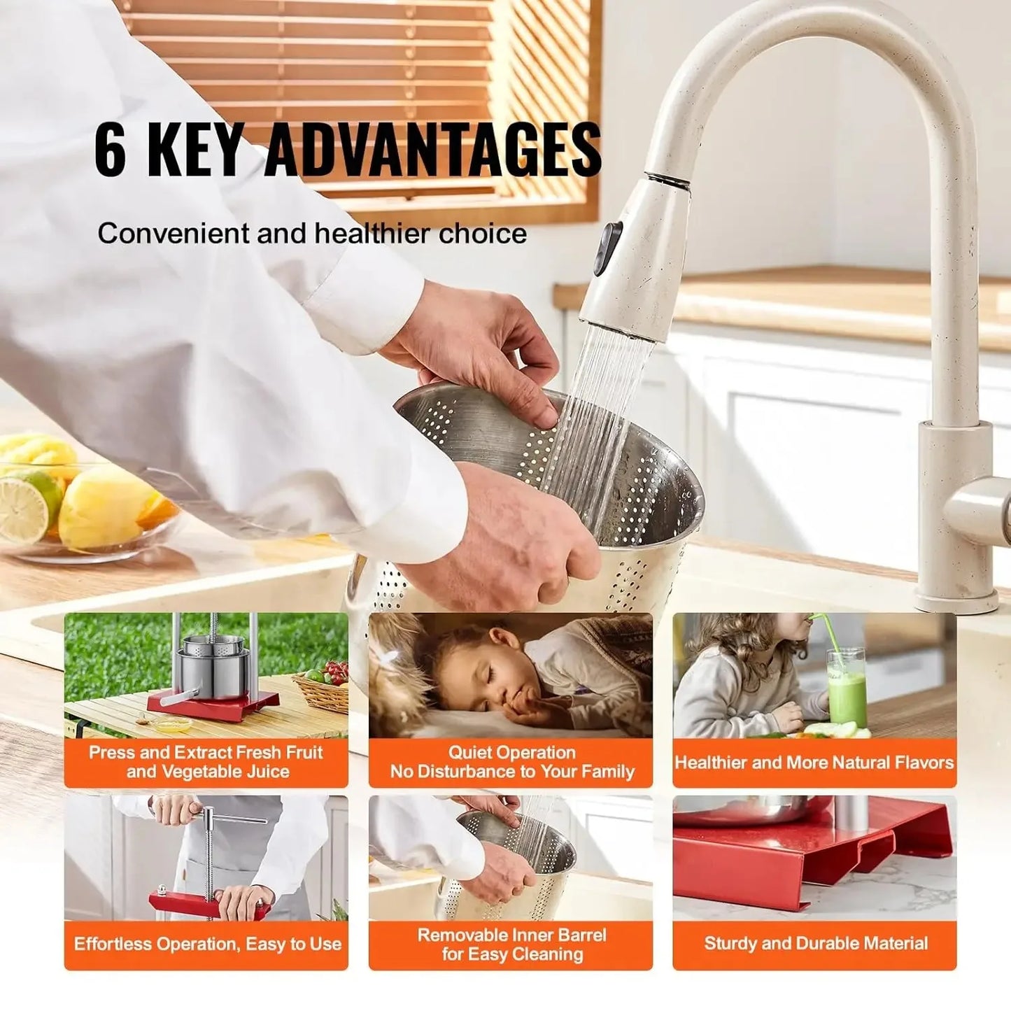 2L 3L 6L Manual Fruit Press Stainless Steel Household Manual Squeezer Cider Vegetables Juice Extractor for Home Kitchen