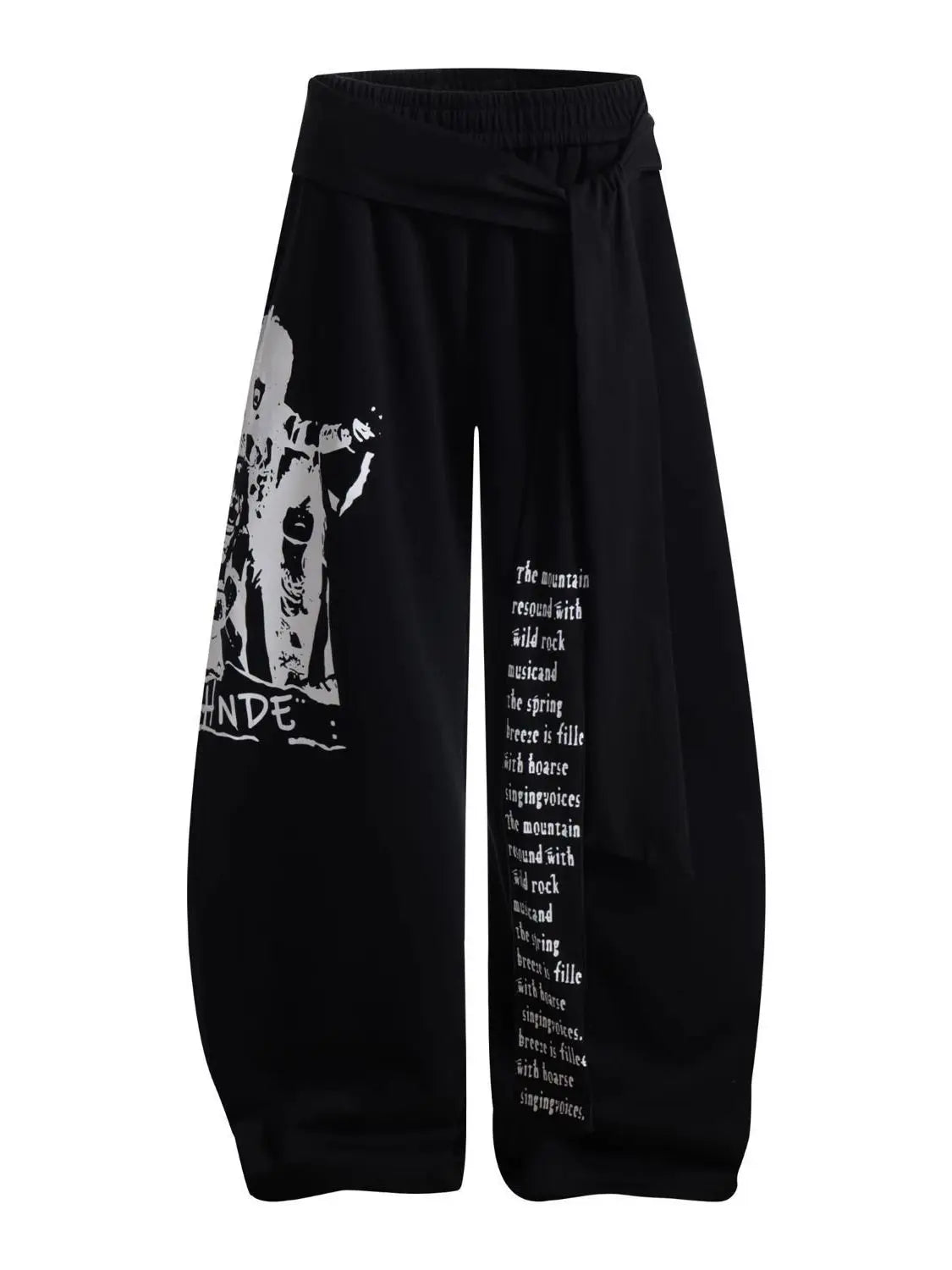 Retro American Hot Girl Hip Hop Jazz Street Dance Letter Print Belted Design Sweatpants Loose Wide Leg Casual Trousers