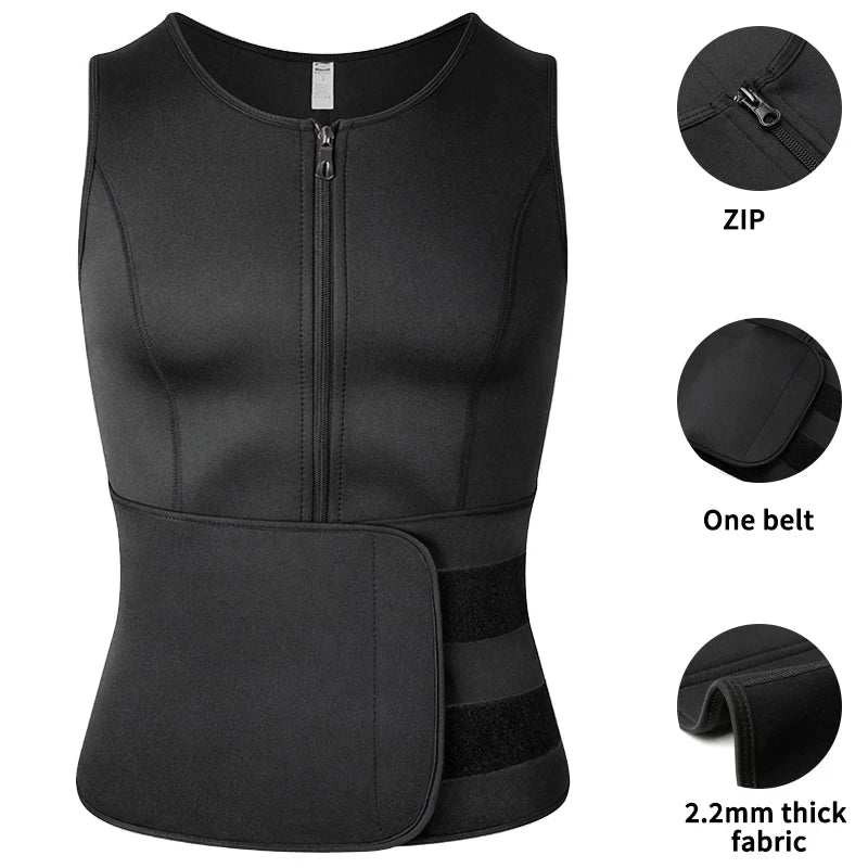 Men Corset Slimming Body Shaper Fat Burning Vest Sauna Sweat Belly Waist Trainer Sport Girdle Shirt Fitness Shapewear Underwear