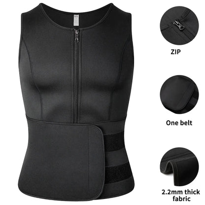 Men Corset Slimming Body Shaper Fat Burning Vest Sauna Sweat Belly Waist Trainer Sport Girdle Shirt Fitness Shapewear Underwear