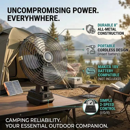 Camping Fan 8In Outdoor Fishing Wireless Desktop Portable Metal Fan Strong Wind Fan For Makita/Dewalt 18V BatteryPin
