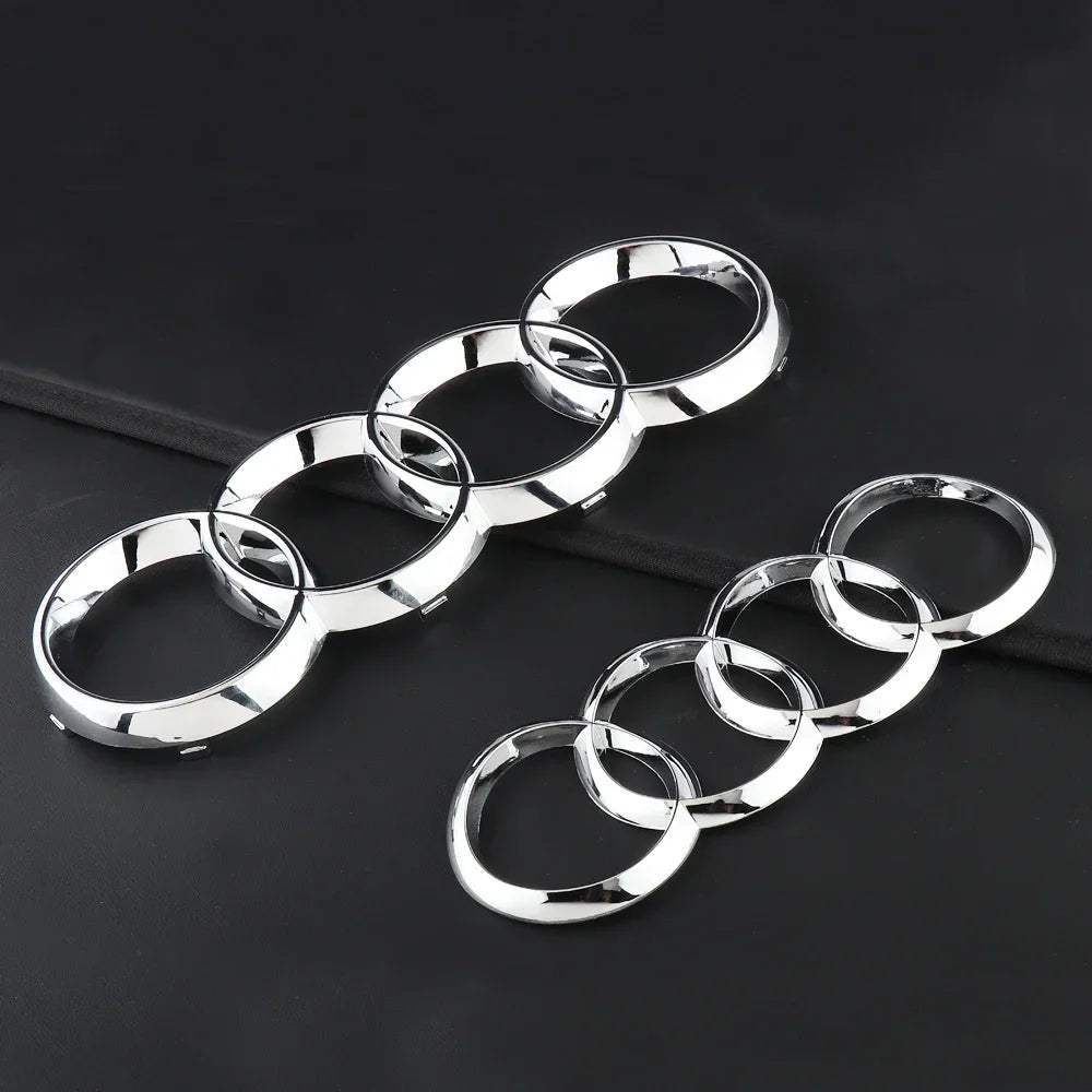 Black Silver ABS 4 Ring Car Hood Bonnet Front Grill Trunk Rear Emblem Logo Badge Sticker For Audi A3 A4 A5 A6 A7 TT Q2 Q3 Q5 Q8