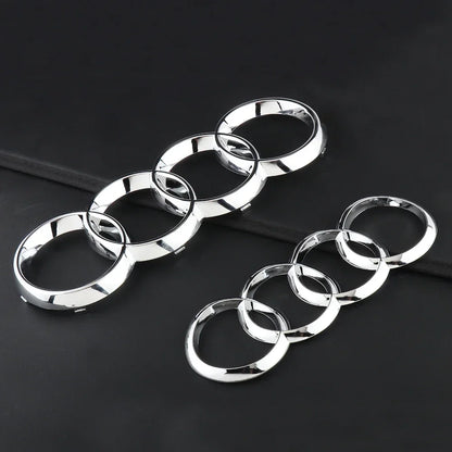 Black Silver ABS 4 Ring Car Hood Bonnet Front Grill Trunk Rear Emblem Logo Badge Sticker For Audi A3 A4 A5 A6 A7 TT Q2 Q3 Q5 Q8