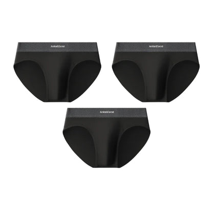3Pcs Men’s Cotton Briefs No Fly Mid Waist U Convex Pouch Triangle Underpants Solid Color Breathable Summer Daily Underwear Male