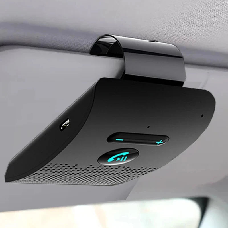 5.0 Handsfree Car Kit Hifi Speaker 2W Wireless Audio Receiver MP3 Music Player Noise Cancelling Sun Visor Clip