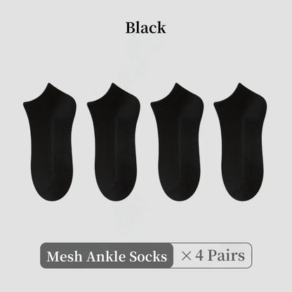 1/4/7 Pairs Men's Mesh Breathable Ankle Socks & Crew Socks - Lightweight Cotton Low Cut No Show Socks for Sports, Spring Summer