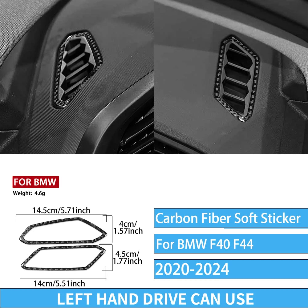 Real Carbon Fiber Car Accessories Black Trim Cover Soft Sticker For BMW 1/2 Series F40 F44 2020 2021 2022 2023 2024