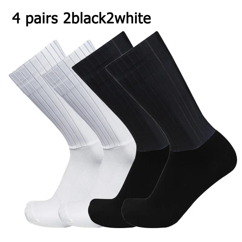 4 Pairs/Set Anti Slip Silicone Summer Socks Mixed Color Cycling Socks for Men and Women Cycling Sports Running Socks