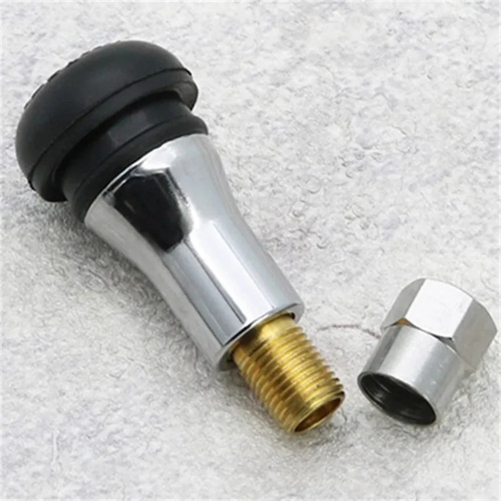 TR413/414 Chrome Aluminium Tubeless Tyre Valve Stem Cap Snap in Wheel Tire Valve Core Stems Rubber Dustproof Cover