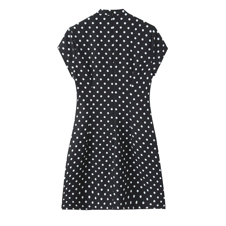 Elegant Short Sleeve Square Collar  Knot Decorated Dress ZA2026 New Summer Women's Fashion Company Annual Meeting