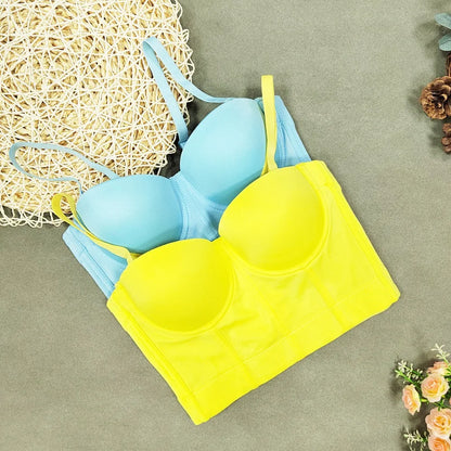 SXTHAENOO Summer 8 colors Fashion Mesh Push Up Bralet Women's Corset Simple Bustier Bra Night Club Party Sexy Cropped Top Vest