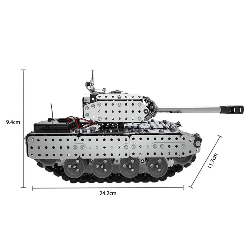 Metal building block tank assembly alloy excavator robot with power system remote control toy