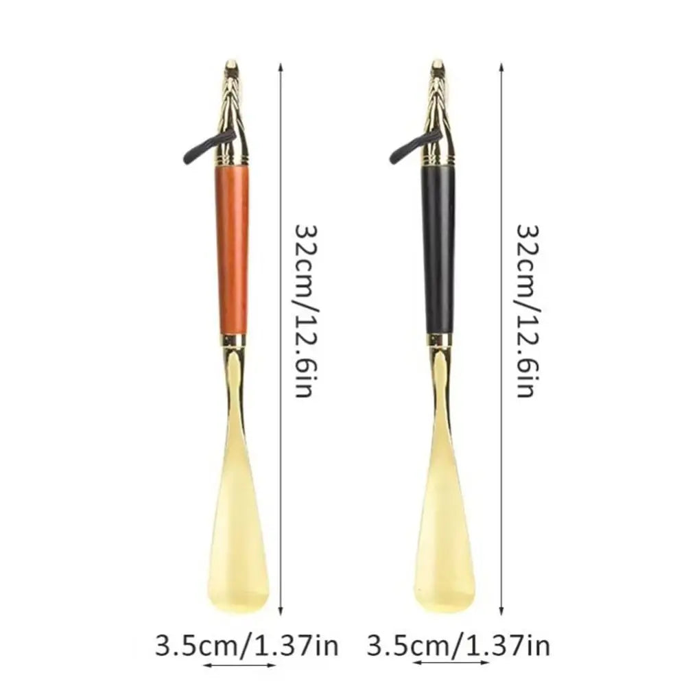 Shoe Puller 32cm Metal Shoe Horn Lion/Horse Head Handheld Wood Handle Shoehorn Durable Long Portable Shoe Lifter Reduce Bending