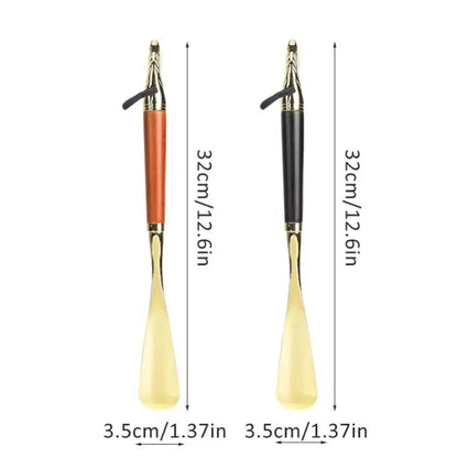Shoe Puller 32cm Metal Shoe Horn Lion/Horse Head Handheld Wood Handle Shoehorn Durable Long Portable Shoe Lifter Reduce Bending