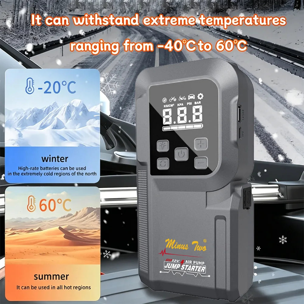 2000A 180Psi Car Emergency Multifunction 12v Battery Booster Tire Inflator Super Compressor Jump Starter Power Bank Air Pump