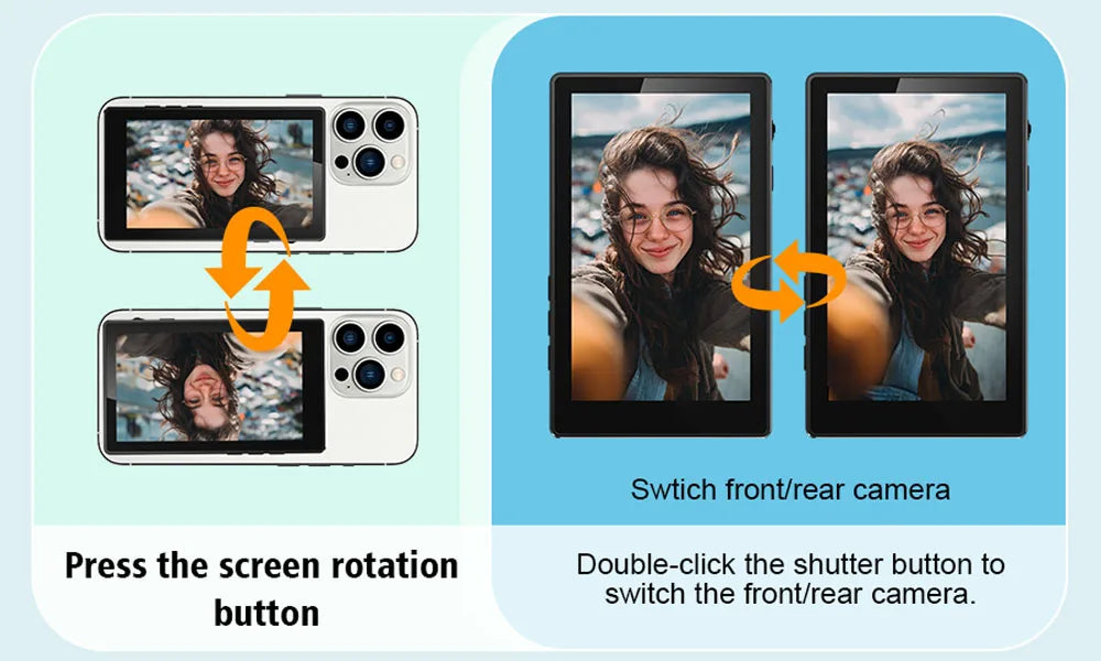 Magnetic Phone Vlog Selfie Monitor Screen, Wireless Back Camera Monitor for Live Streaming & Video Recording, iPhone & Android