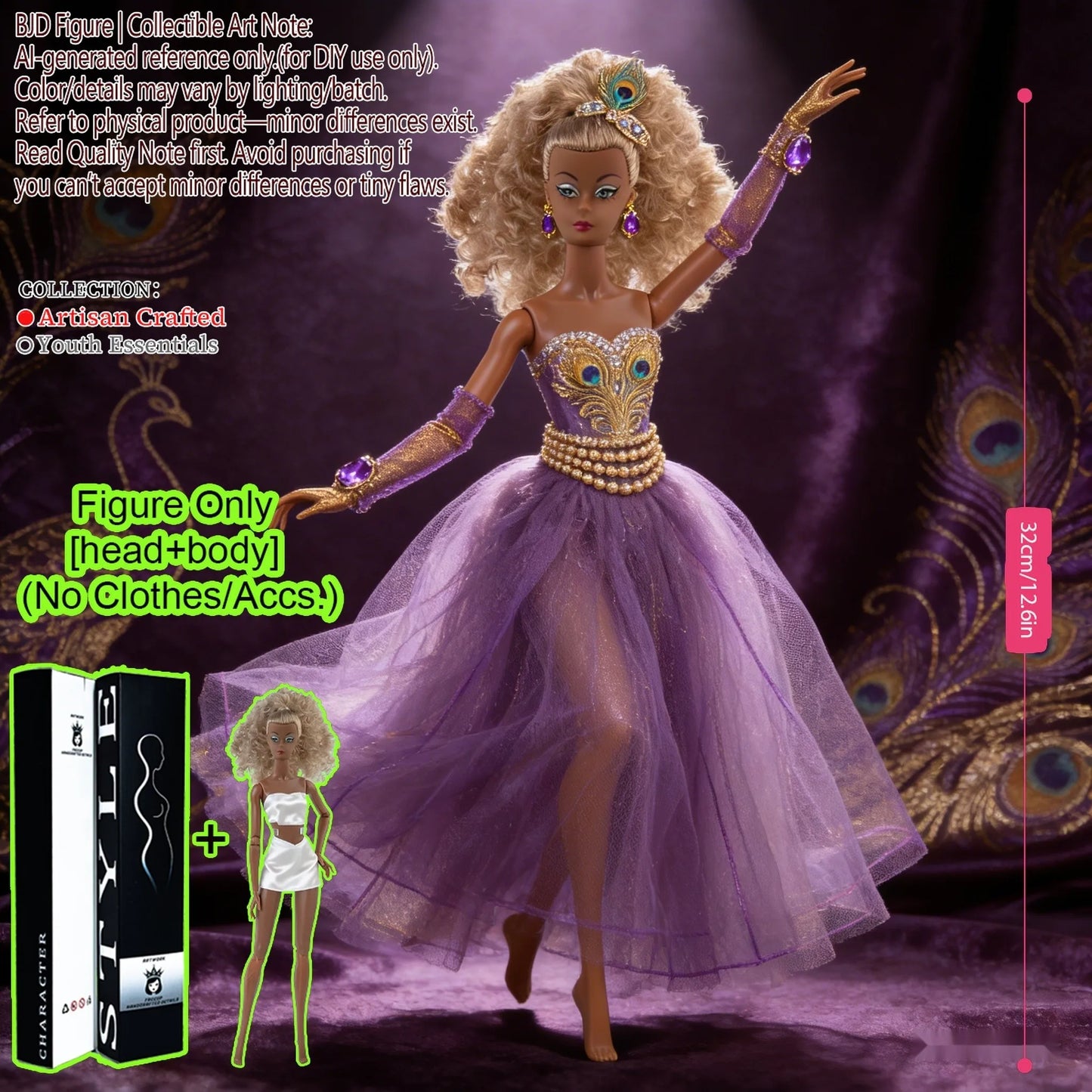 1/6 Scale Fashion BJD Doll 12 Joint Articulated Body Art Collection Doll For Home Decor