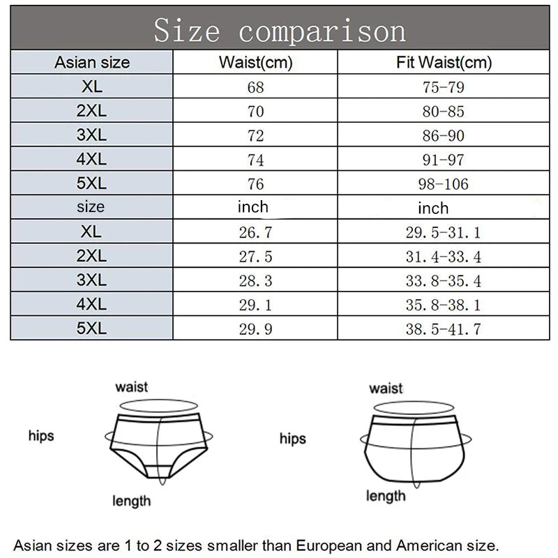 6 Pcs/Lot Men's 100% Cotton Panties Breathable Briefs Comfortable Male Underwear Lingerie Underpants Plue Size Xl -5Xl