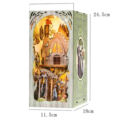 Wooden Book Nook Kits Miniature Wooden Doll Houses 3D Puzzles Assembly Building Toys Bookshelf Insert Decoration Toys For Gift
