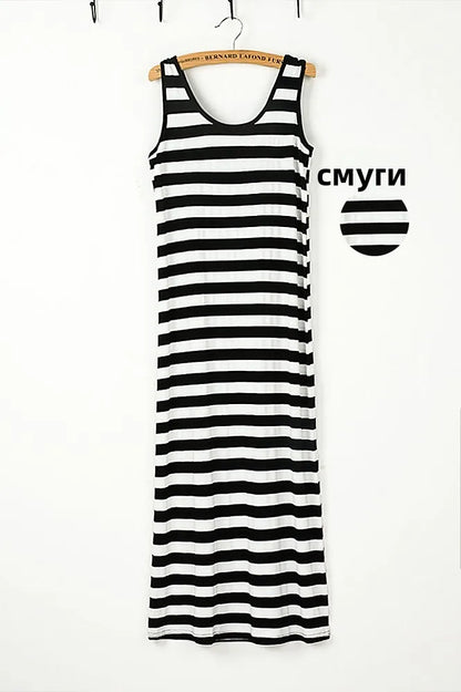 Summer Thin Modal Long Dress Women Loose Black Versatile Dress Strap Vest Skirt Sleeveless Large Size A-Line Korean Style