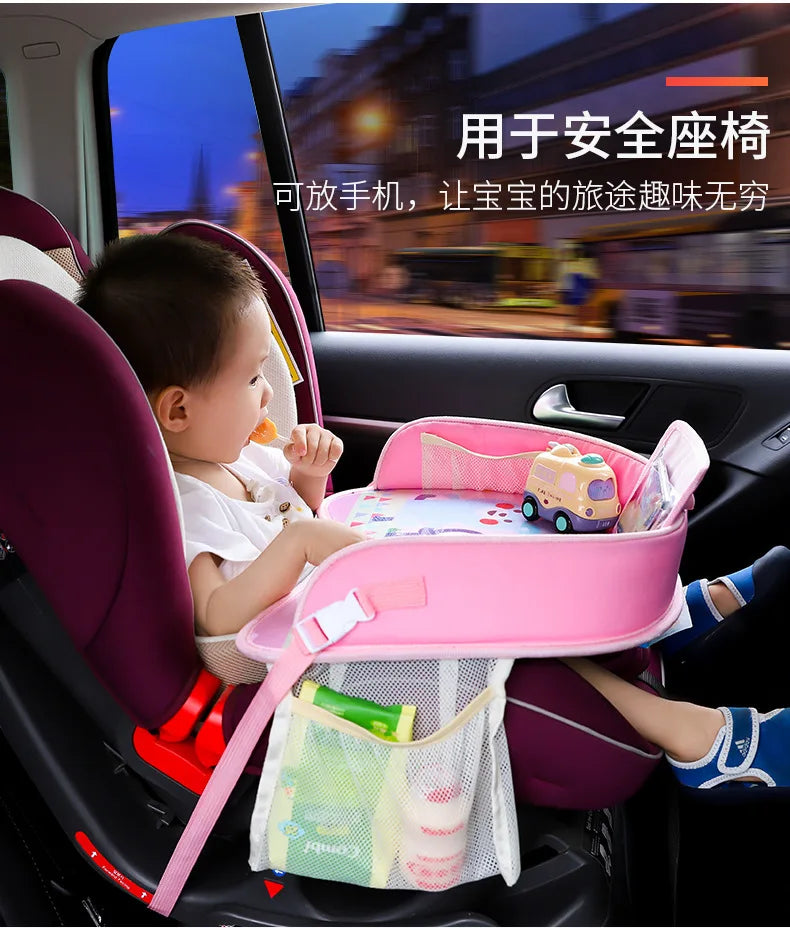 Kids Travel Tray Car Seat Activity and Play Tray Organizer for Children and Toddlers Lap Desk with Tablet Phone Holder Foldable