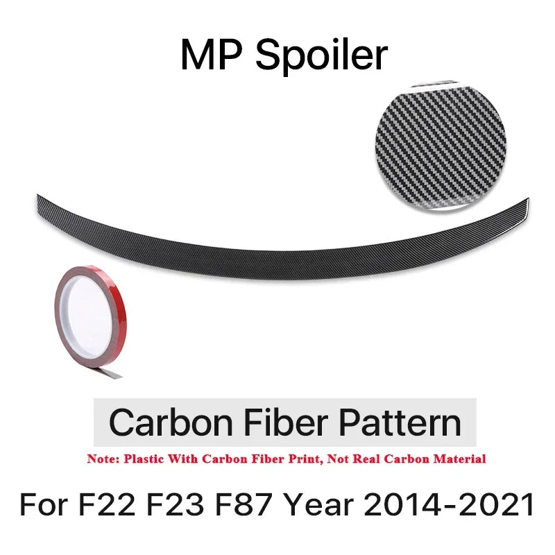 Rear Bumper Spoiler Lip Carbon Fiber MP M4 PSM Style Roof Trunk Wing Tail For BMW 2 Series F22 F23 F87 2014 -2021 Gloss Black