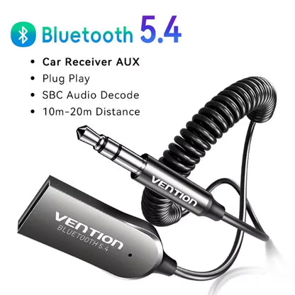 Vention Aux Bluetooth Receiver USB Bluetooth 5.4 Adapter For Car 3.5mm Jack Speaker Auto Handfree Car Audio Music Transmitter
