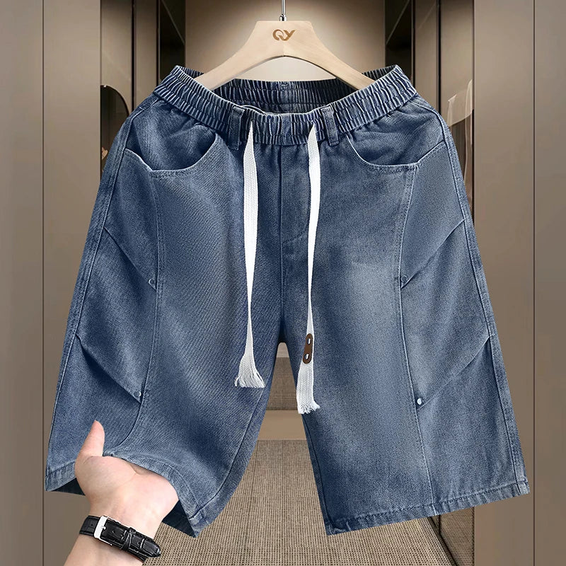 Men's Cargo Shorts New Summer Fashion Thin Cotton Blend Casual Denim 5-Point Pants Street Trendy Daily Comfortable Jean Shorts