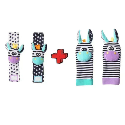 0-12 Months Baby Rattles Toys Animal Socks Wrist Strap +Rattle Baby Foot Socks Bug Wrist Strap Toddler Socks Pacifier Toys