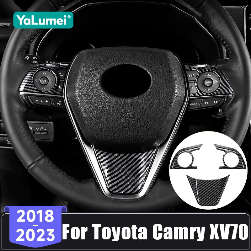 For Toyota Camry XV70 70 2018 2019 2020 2021 2022 2023 ABS Car Steering Wheel Button Panel Trim Cover Decorative Sticker