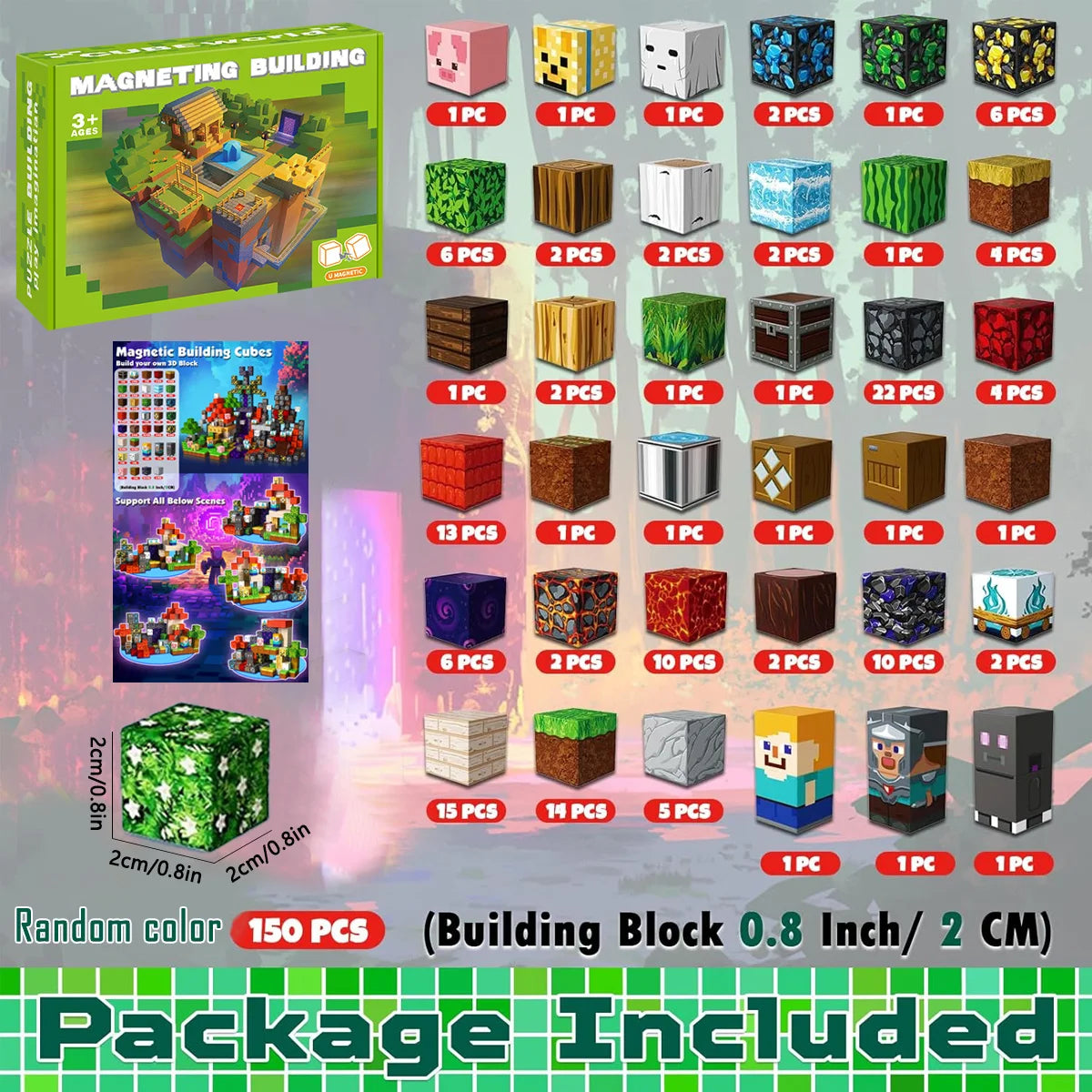 Magnetic Building Block Bricks Toy Mine Stacking World Creativity DIY Model Set Educational STEM Kids Holiday for Boy Girls Gift
