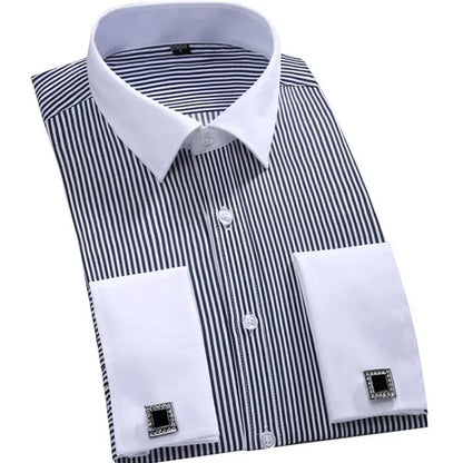 Business dress shirt, men's long sleeved light blue twill slim fit bank work uniform, simple and classic quality shirt