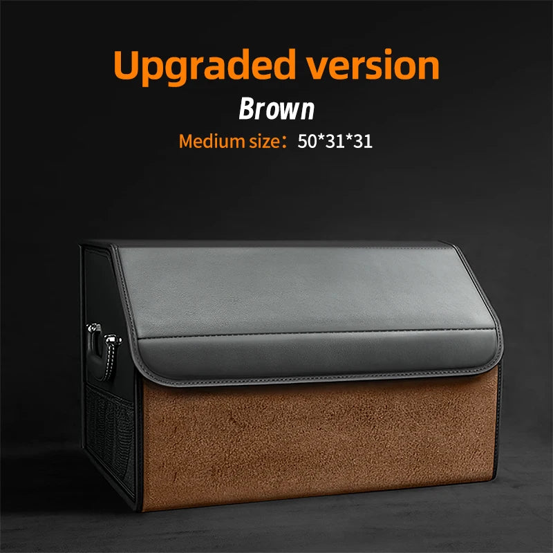 Car Suede Trunk Organizer Large Capacity Leather Foldable Storage Box Portable Multifunctional Tool Organizer Car Accessories