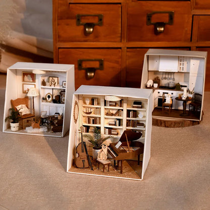 Wooden Mini Doll Hous DIY Kit for Making Room Toys Home Bedroom Decoration with Furniture Kit with LED for Home Decoration Gifts