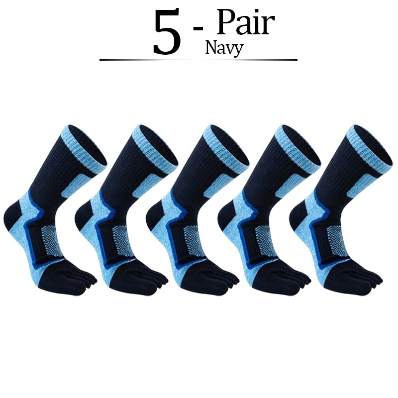 5 Pairs/lot Toe Sport Tube Socks Man Thick Compression Mesh Endurable Fitness Bike Run Outdoor Basketball Travel 5 Finger Socks