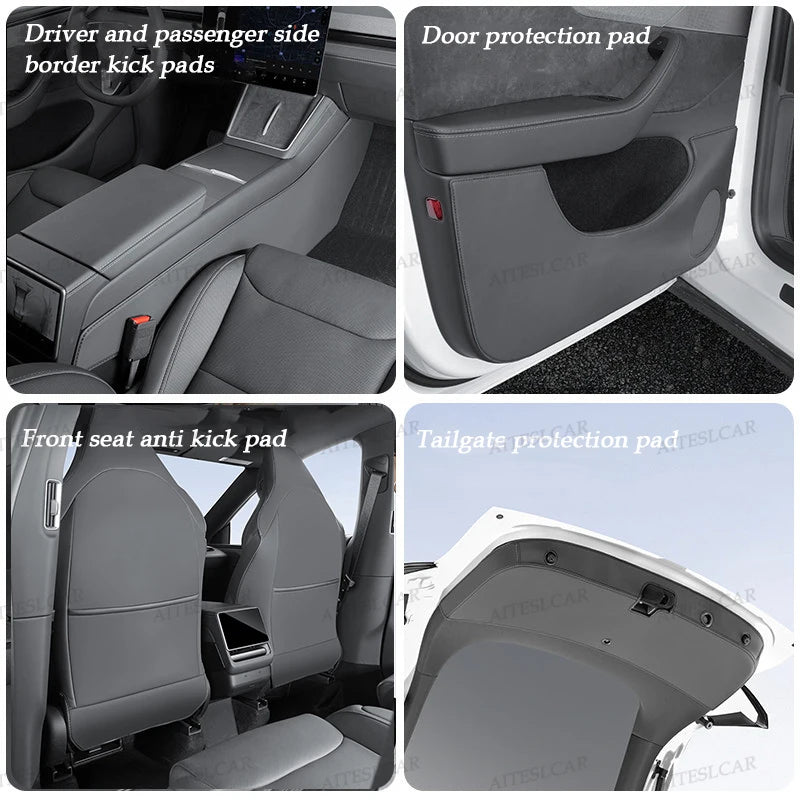 For Tesla Model Y L Launch 2025 2026+ Back Seat Cover 2PCS Leather Protector Wear-Resistant Kick Seatback Mats Accessories