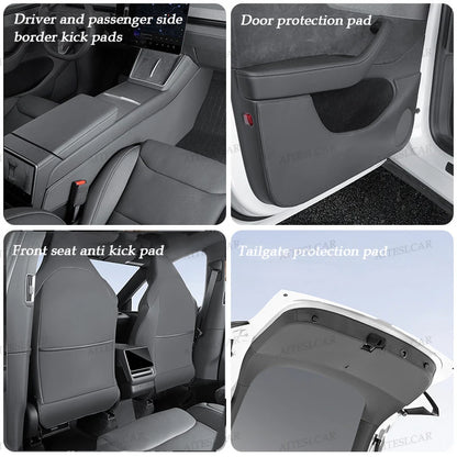 For Tesla Model Y L Launch 2025 2026+ Back Seat Cover 2PCS Leather Protector Wear-Resistant Kick Seatback Mats Accessories