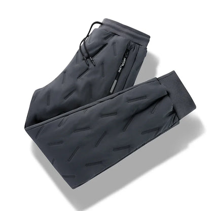 2024 New Winter Down Cotton Pants Men's Plush Thick Wool Warm Sports Pants Casual Waterproof Windproof Cold-proof Cotton Pants