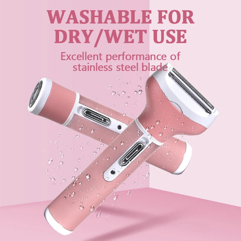 Kemei Multi-function 4in1 BeautyTrimmer Set Lady Shave Epilator Rechargeable for Legs Arms Armpit Bikini Backs Face Hair KM-6637