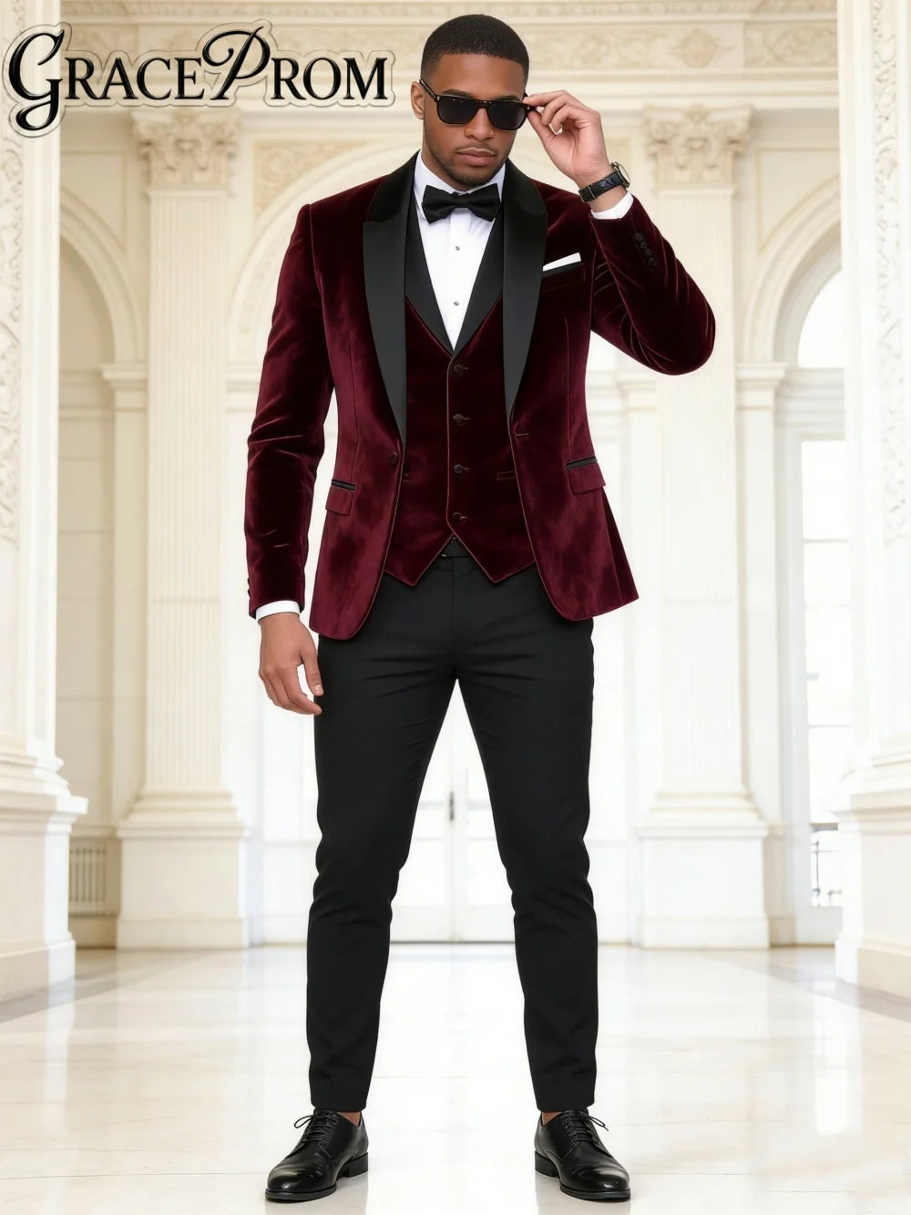 High Quality Velvet Mens Suit Set Classic Single Breasted Suit Set Includes Jacket Pants For Office Performance Banquet Attire