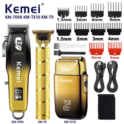 Kemei KM-TX10  KM-709A T9 Professional Electric Hair Clippers Beard Clipper Rechargeable Men's Shaver Hair Trimmer Kit Men