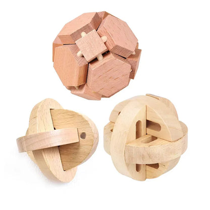 Classic Luban Lock Puzzle 3PCS Set Wooden Brain Teaser For Adults And Kids IQ Challenge Unlock Interlocking Educational Toys
