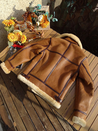 Luxury Branded Cloth Men's New Winter Coat Genuine Leather Lamb Skin Shearling Jacket for Male Cowboy Wool Liner XL 2XL 3XL XXXL
