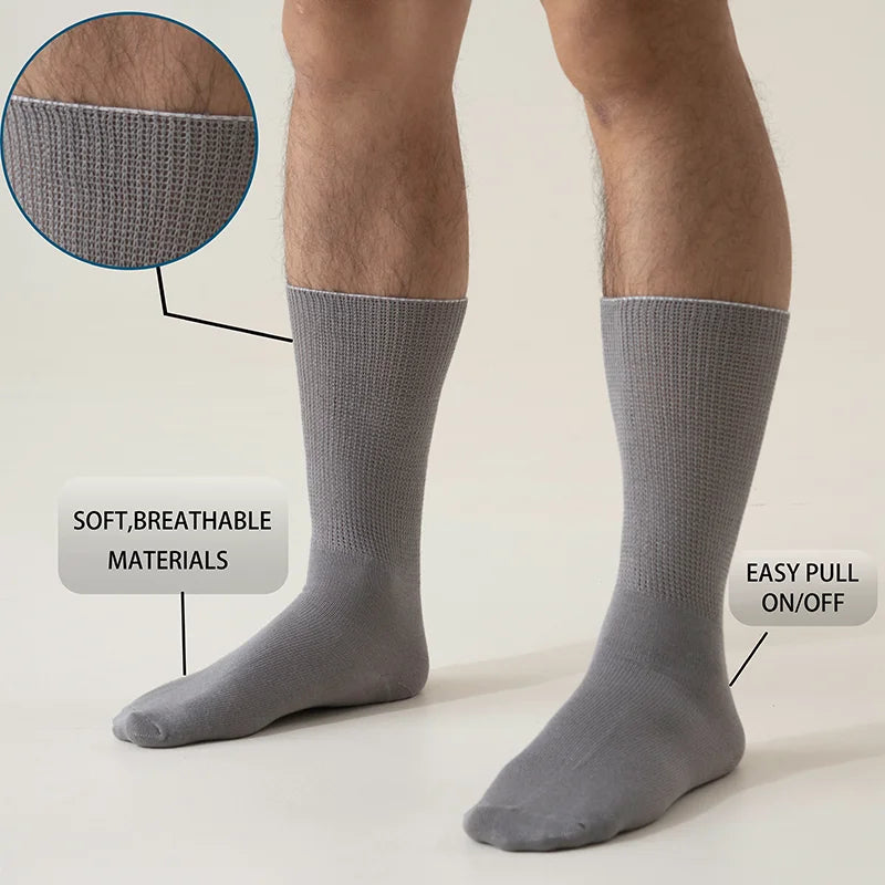 6Pairs Comfortable and Supportive Diabetic Socks for Men Moisture wicking Fabric Non-binding Top business socks