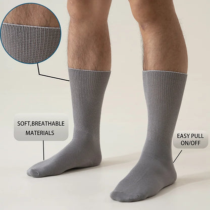 6Pairs Comfortable and Supportive Diabetic Socks for Men Moisture wicking Fabric Non-binding Top business socks