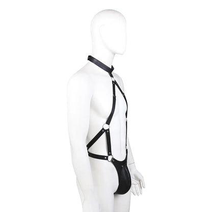 BDSM Men PU Leather Chest Harness Body Suit Bondage Slave Restraint Adult Sex Toy for Men Gay Fetish Role Play Gear