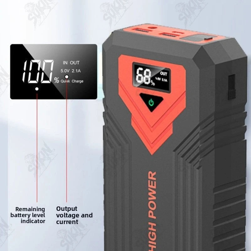 SUKIN Portable Jump Starter Power Station with LED Light&USB Port.12V Large Capacity Car Battery Starter with Lithium Battery