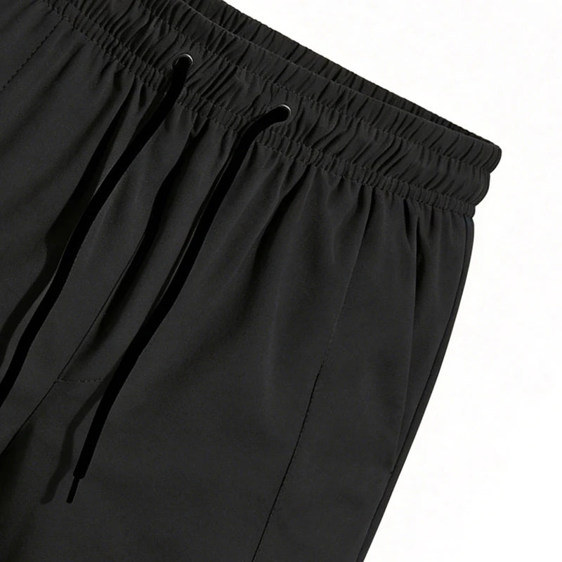 Men Sports Cargo Shorts Summer Elastic Drawstring Waist Loose Fit Zipper Side Pockets Gym Workout Daily Outdoor Street Bottoms