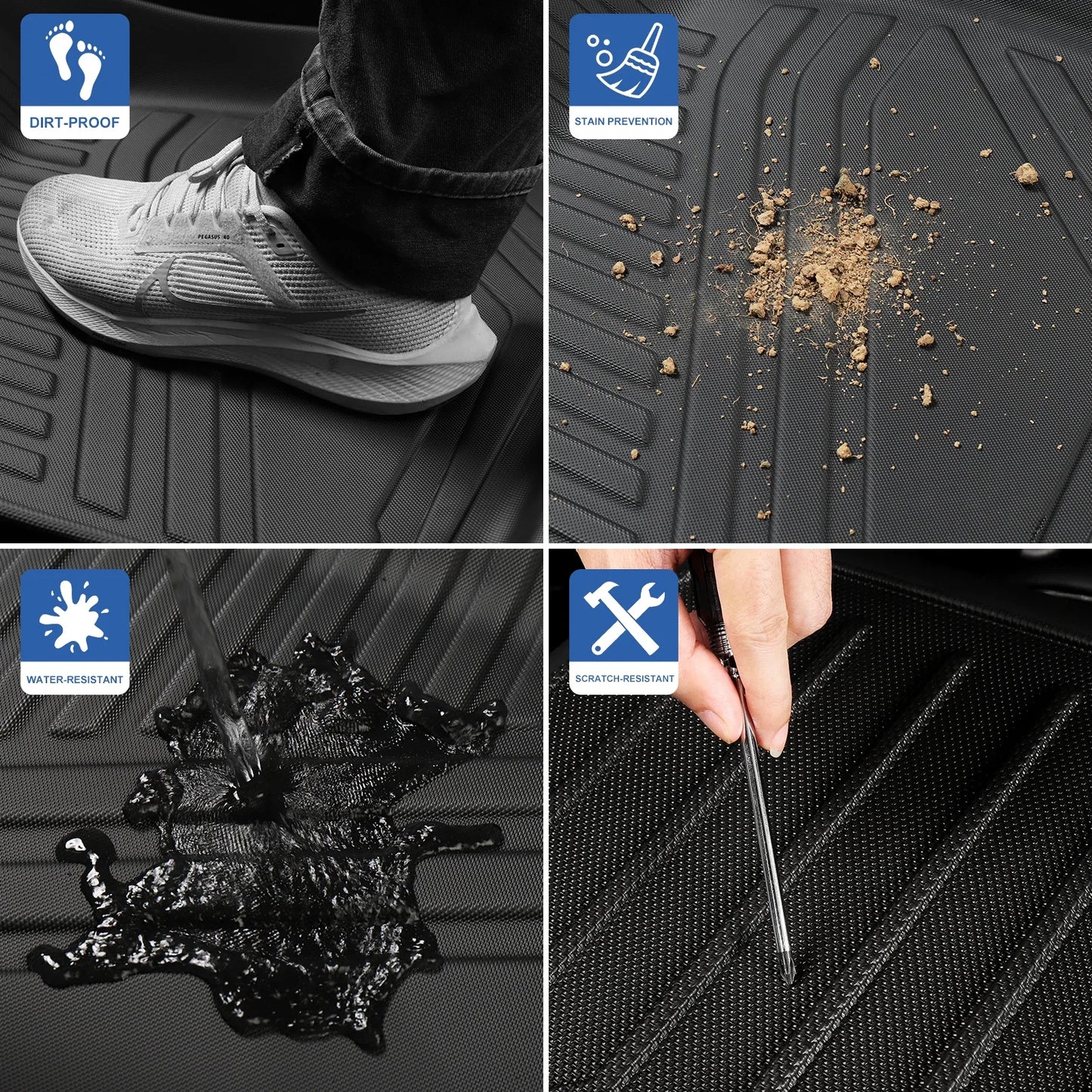 for GWM Tank 300 2024 2025 Car Floor Mats Cargo Liner Trunk/Backrest Mat TPE 3D All Weather Right Hand Drive Black